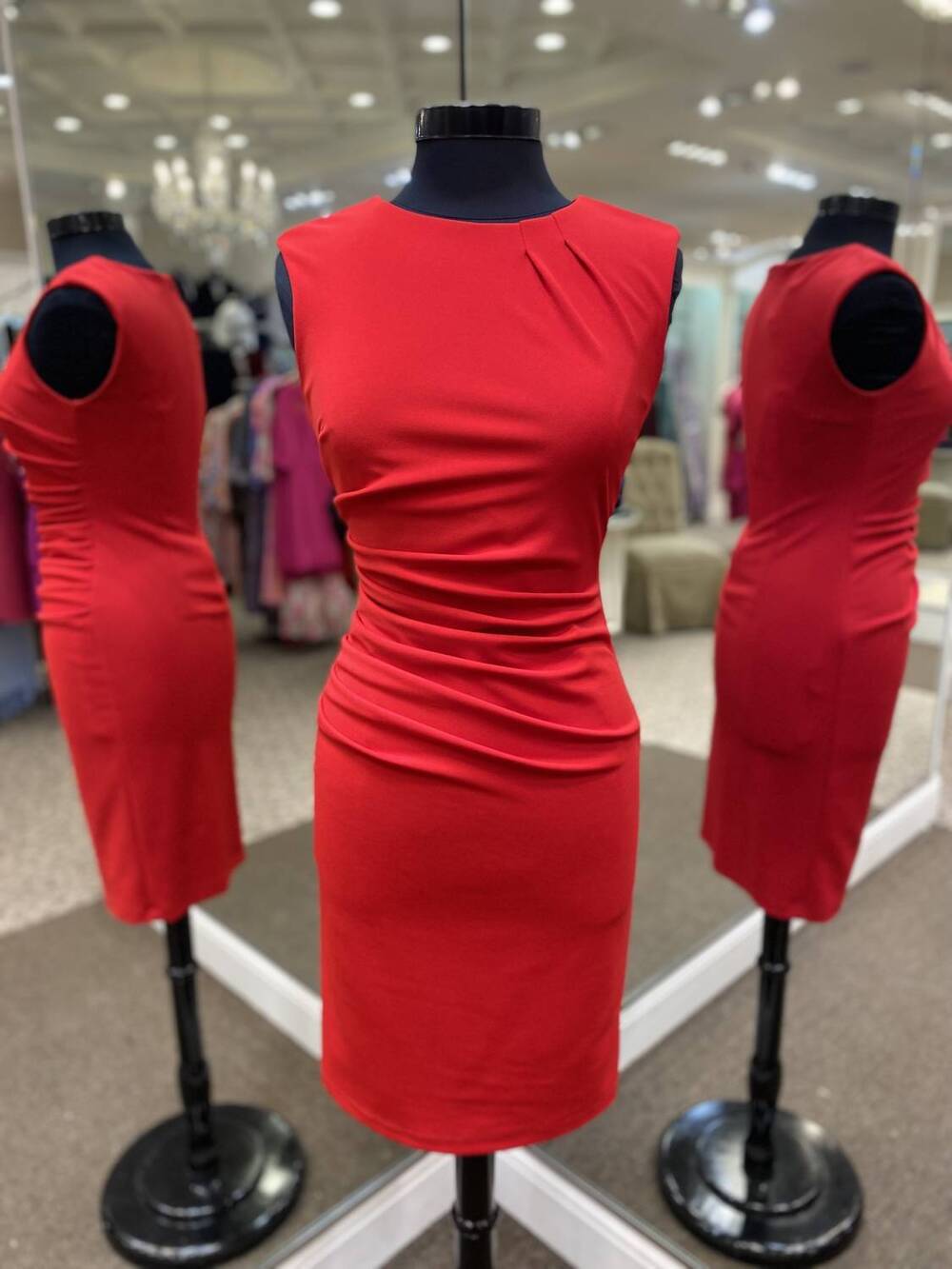 NEW JOSEPH RIBKOFF women's sheath dress with pleats style in radiant red